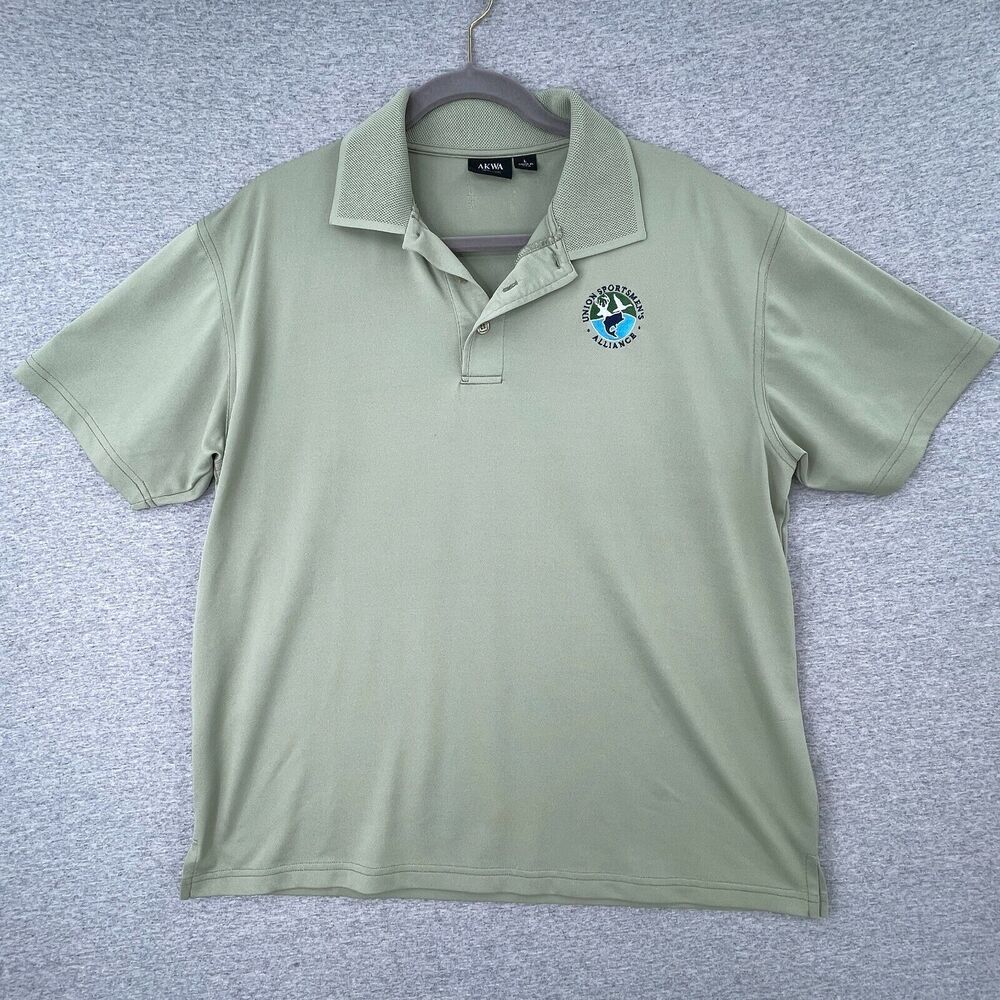 AKWA Shirt Mens Large Green Polo Short Sleeve Union Sportsmens Alliance Logo